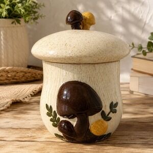 Arnels Large Mushroom Cookie Jar Canister Ceramic 10" Vintage 70s 80s
